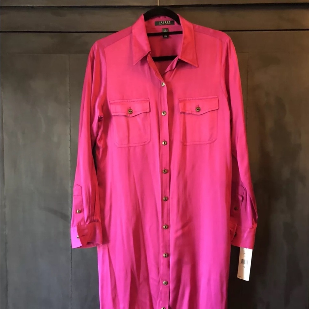 NWT Ralph Lauren Hot Pink Silk Dress - Size 8